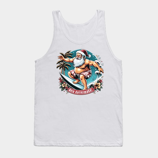 Mele Kalikimaka! - surfing Santa Tank Top by Neon Galaxia